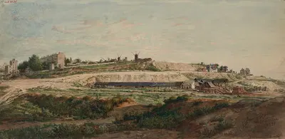 Бутт и мельницы Монмартра, северная сторона by Жан-Батист-Франсуа Арно-Дюрбек, 1871 — digital art print download