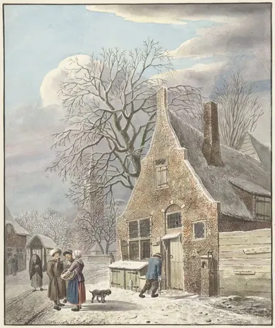 Dorp onder sneeuw by Johannes Christiaan Janson, 1773 - 1823 — digital art print download