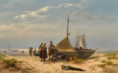 На пляже by Иоганнес Германус Баренд Кеккок, 1889 — digital art print download