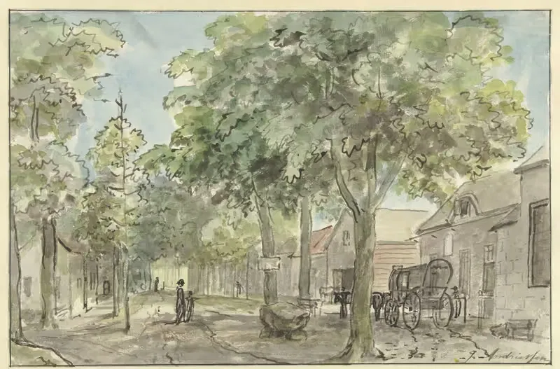 Деревенская улица в Лаге Вюрше by Юриан Андриессен, 1800 — digital art print download
