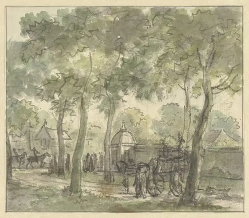 Landweg langs muur met koepel — Jurriaan Andriessen