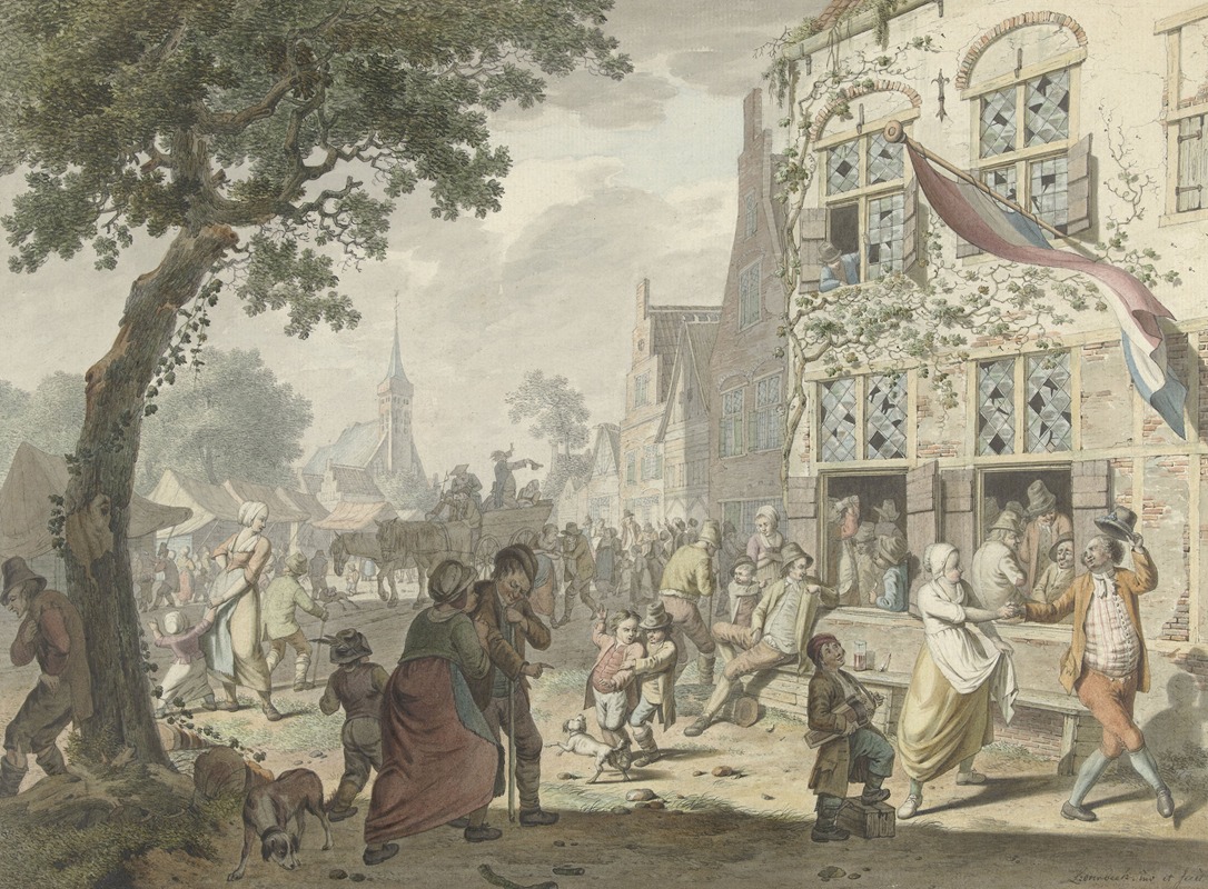 Деревенская ярмарка by Лендерт Овербек, 1762 - 1815 — digital art print download