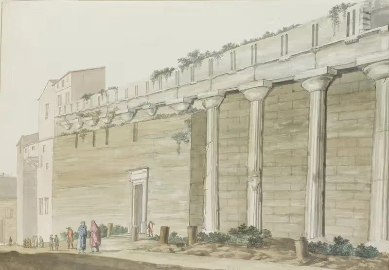 Gezicht op oude Minerva tempel op eiland Syracuse — Abraham-Louis-Rodolphe Ducros