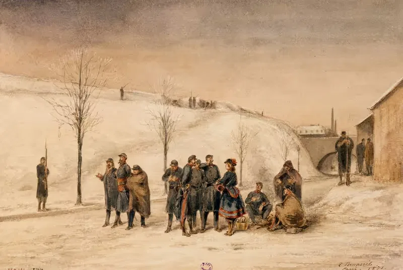 Soldats et cantinière aux fortifications — Louis-Emile Benassit