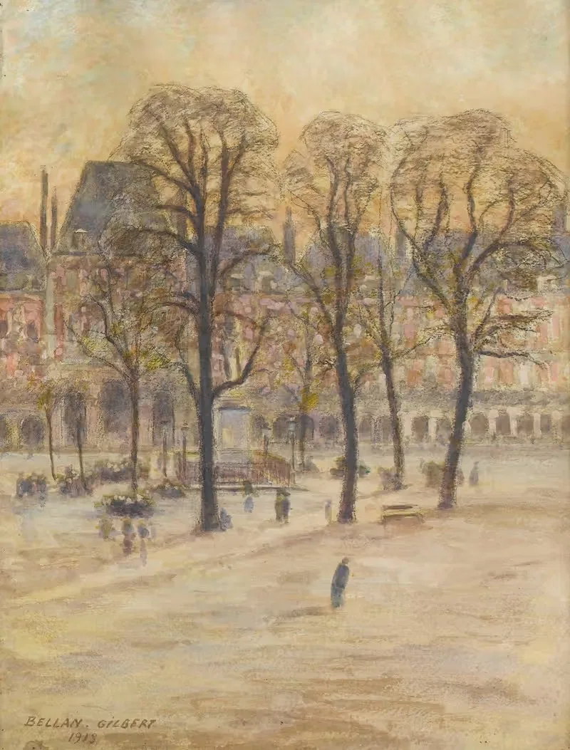 La place des Vosges, élément d'un triptyque by Louis-Gilbert Bellan, 1913 — digital art print download