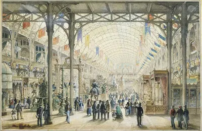 Вид поперечной аллеи дворца промышленности. by Макс Бертелин, 1855 — digital art print download