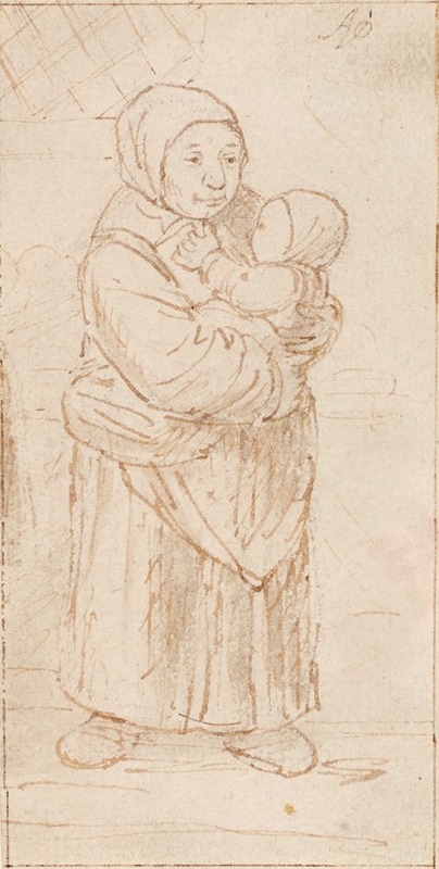Standing Woman Cradling a Child — Adriaen van Ostade