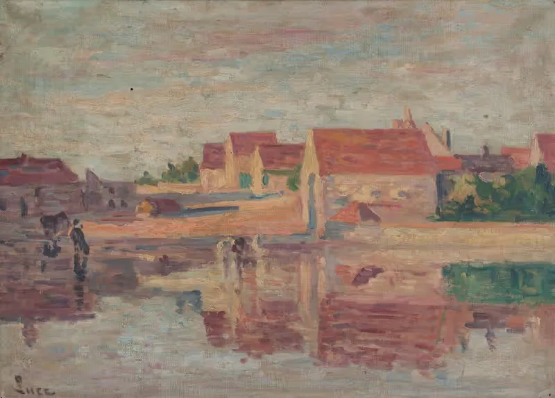 Village au bord d'une rivière — Maximilien Luce