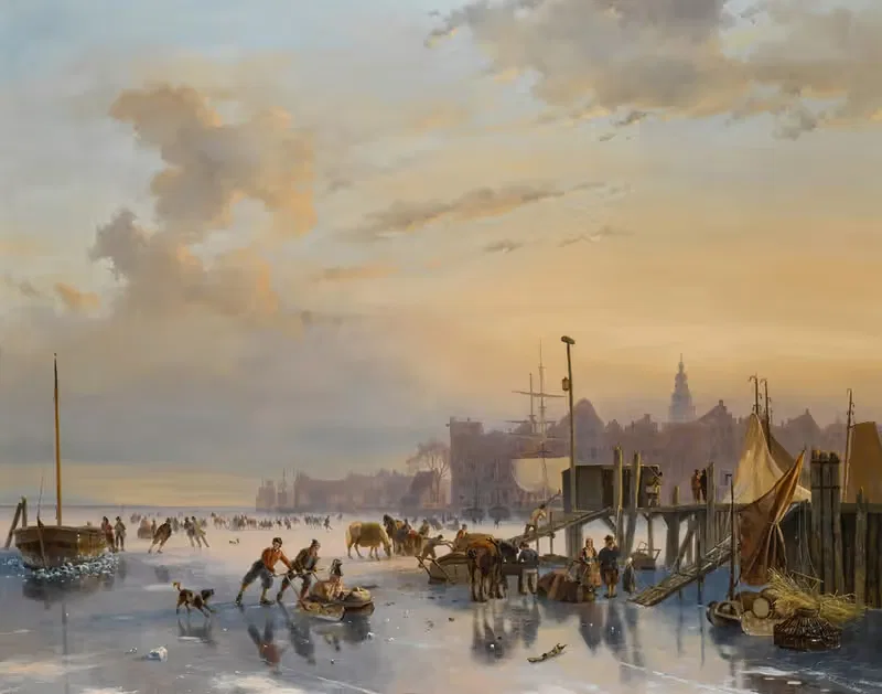 Конькобежцы на Ий, Амстердам by Николас Иоганнес Розенбум — digital art print download