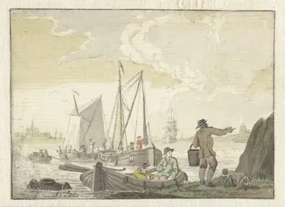 Вид на реку с кораблями by Николай Аартман, 1723 - 1760 — digital art print download