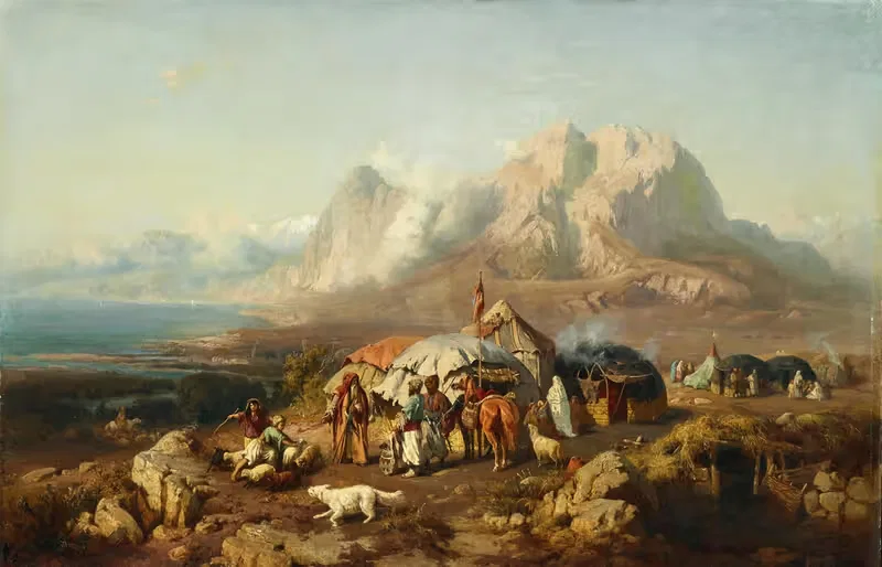 Лагерь на Кавказе by Пауль фон Франкен, 1860 — digital art print download