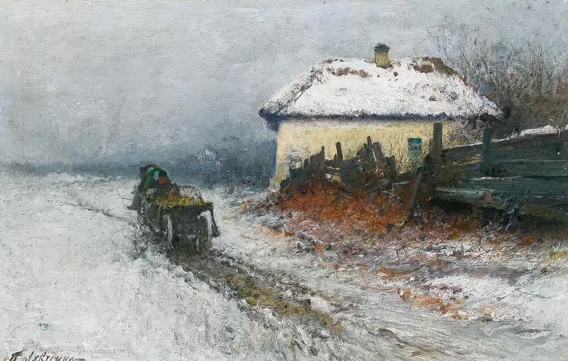 On the way home in a Winter Landscape — Petr Alekseevich Levchenko