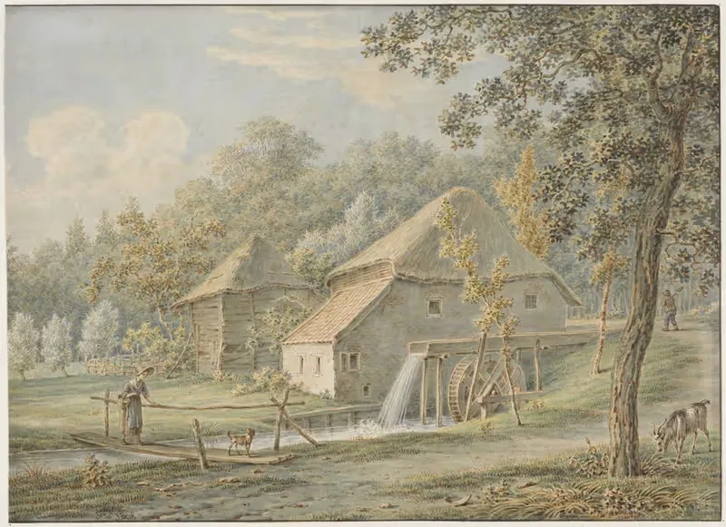 Пейзаж с водяной мельницей by Питер де Гое, 1789 - 1859 — digital art print download
