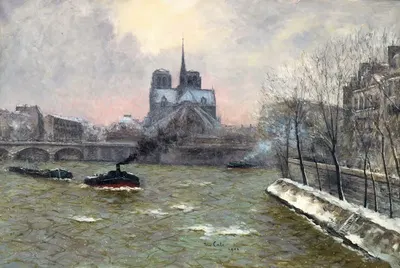 Хор Нотр-Дам, вид с моста Турнель, эффект снега by Сибе Иоганнес Тен Кат, 1902 — digital art print download