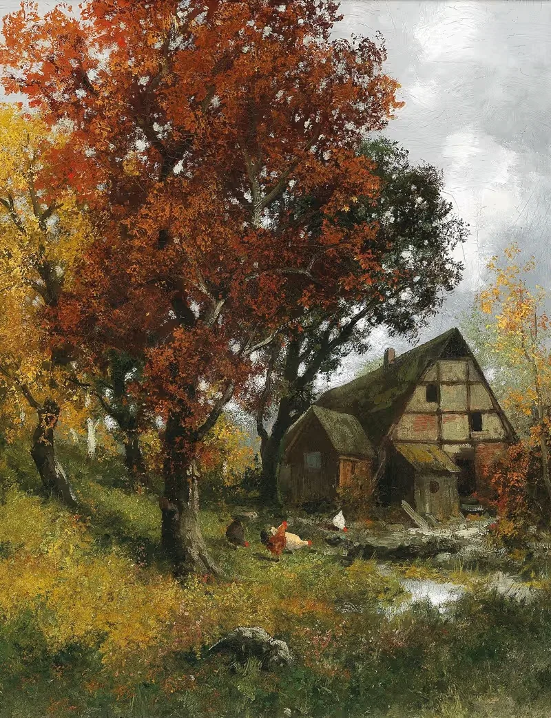 Мельница в осеннем лесу by Адольф Кауфман — digital art print download