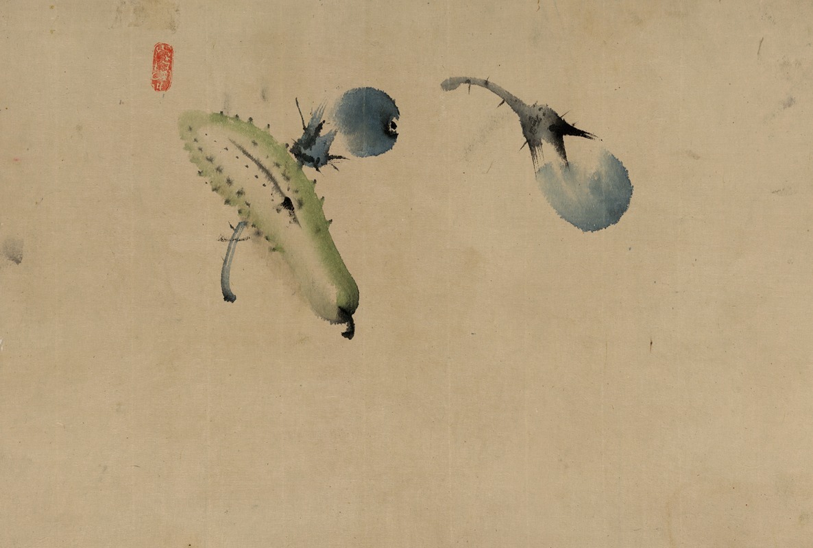 Cucumber or squash and eggplant by Кацусика Хокусай, 1790-1840 — digital art print download