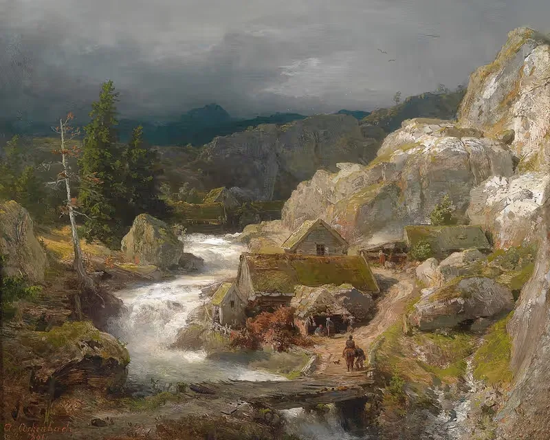 Мельница на горной реке by Андреас Ахенбах, 1861 — digital art print download