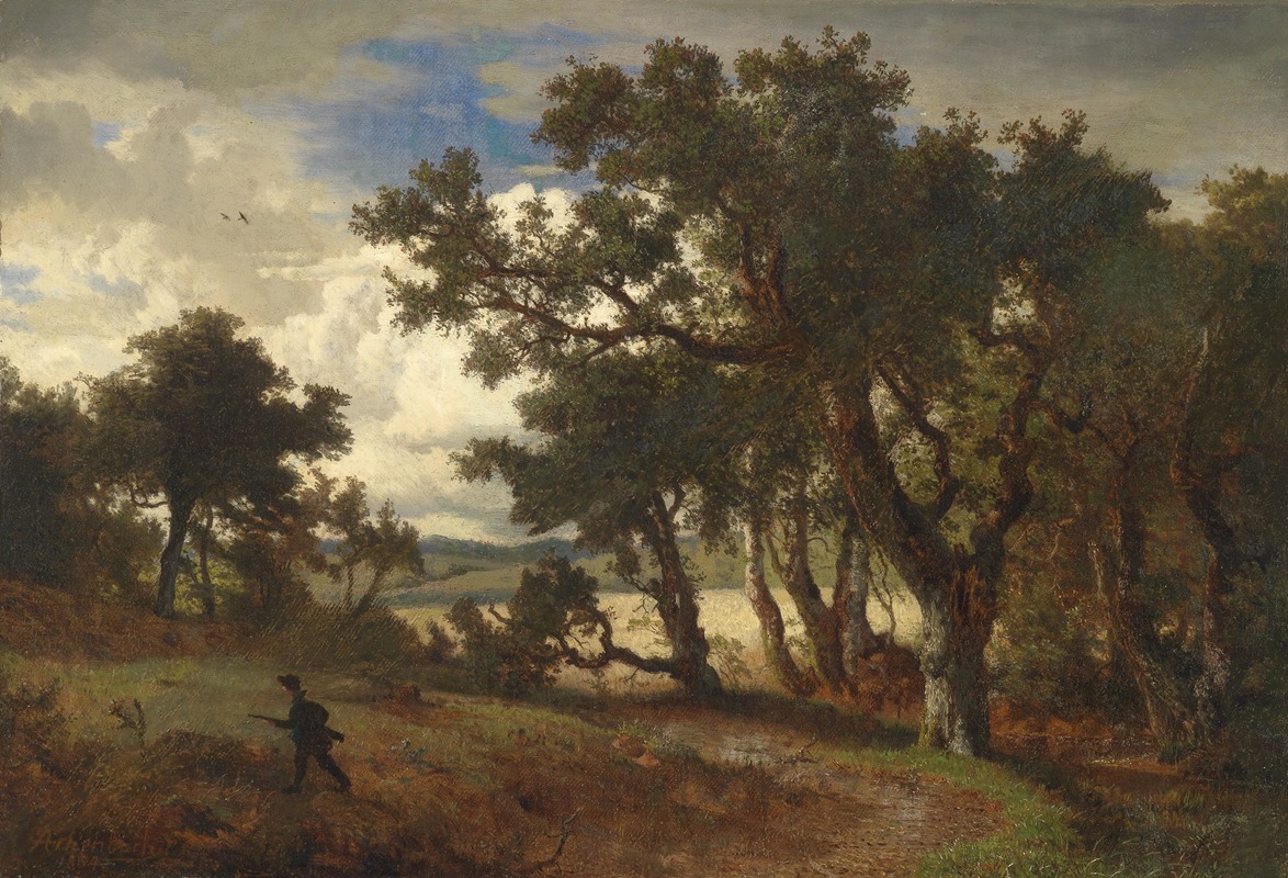 Jäger in Landschaft by Andreas Achenbach, 1854 — digital art print download