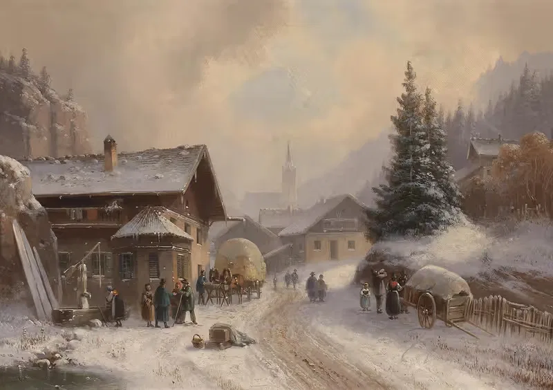 Деревенская улица зимой by Антон Долл — digital art print download