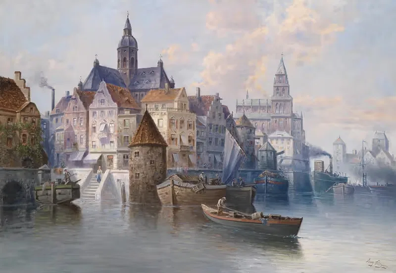 Hafenansicht by August Von Siegen — digital art print download