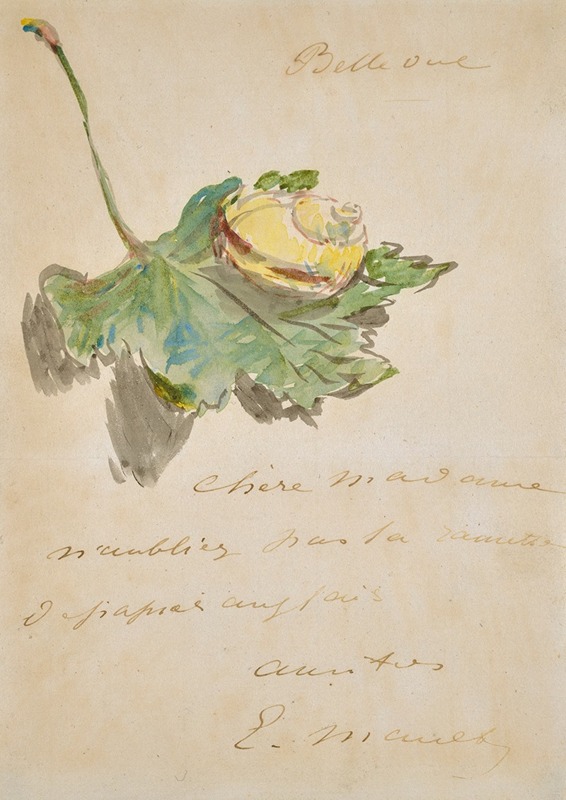 Letter Decorated with a Snail on a Leaf by Эдуар Мане, 1880 — digital art print download