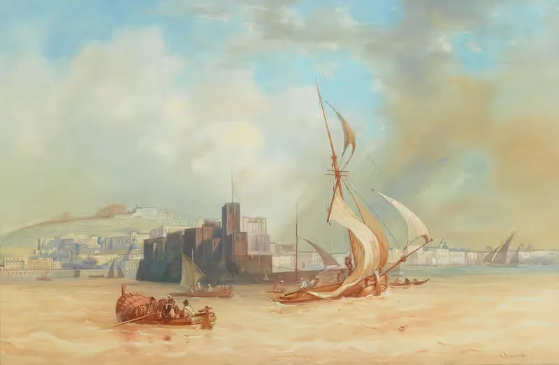 Неаполь с моря by Карл Мартин Лаэйс, 1843 — digital art print download