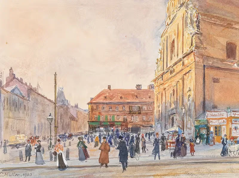 Церковь Кармелитов Леопольдштадта by Карл Мюллер — digital art print download
