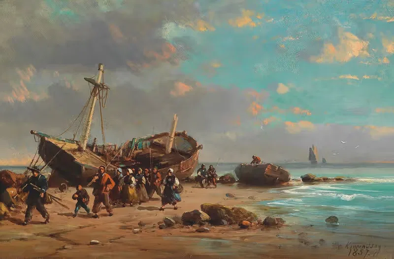 Рыбак на пляже by Шарль Эфрази Кувассег, 1857 — digital art print download