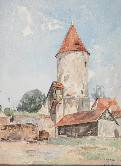 Башня в Динкельсбюле by Эдуард Зетше — digital art print download