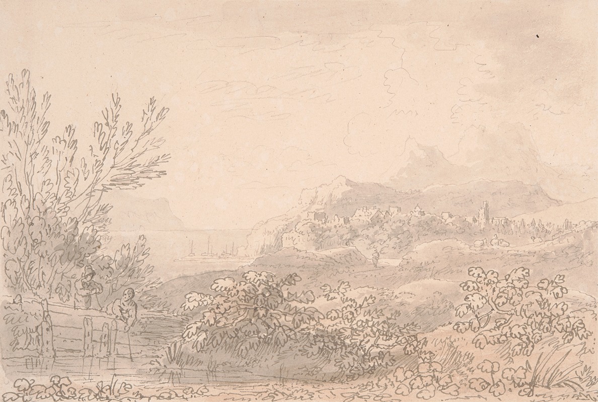 Estuary with Castle and village — Anthony Devis