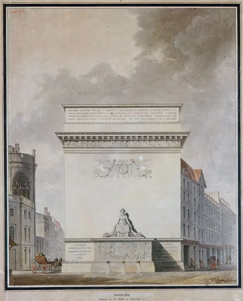 Проект фонтана на Пуанте Сен-Эюсташ by Этьен-Луи Булле, 1766 — digital art print download