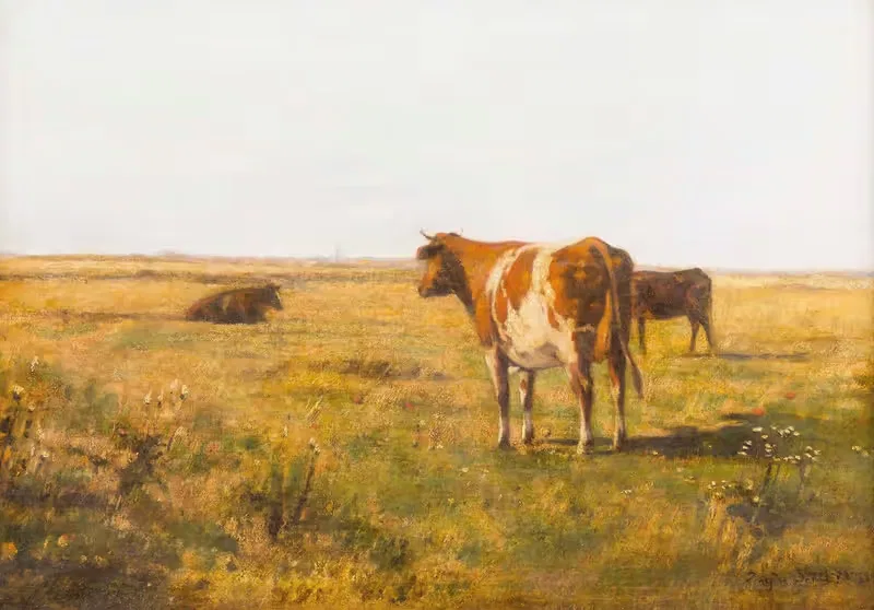 Коровы на летнем лугу by Евген Йеттель, 1889 — digital art print download