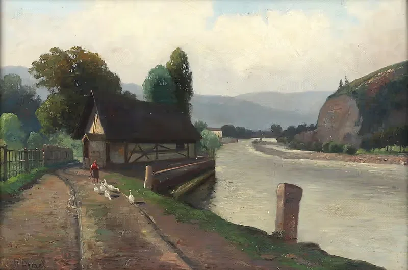 Речной пейзаж с Ганселизель by Франц Демель — digital art print download