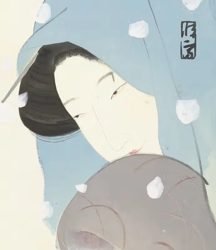 De heldin Umekawa in de sneeuw — Kitano Tsunetomi