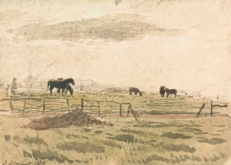 Horses in a Paddock by John Linnell, 1811 — digital art print download