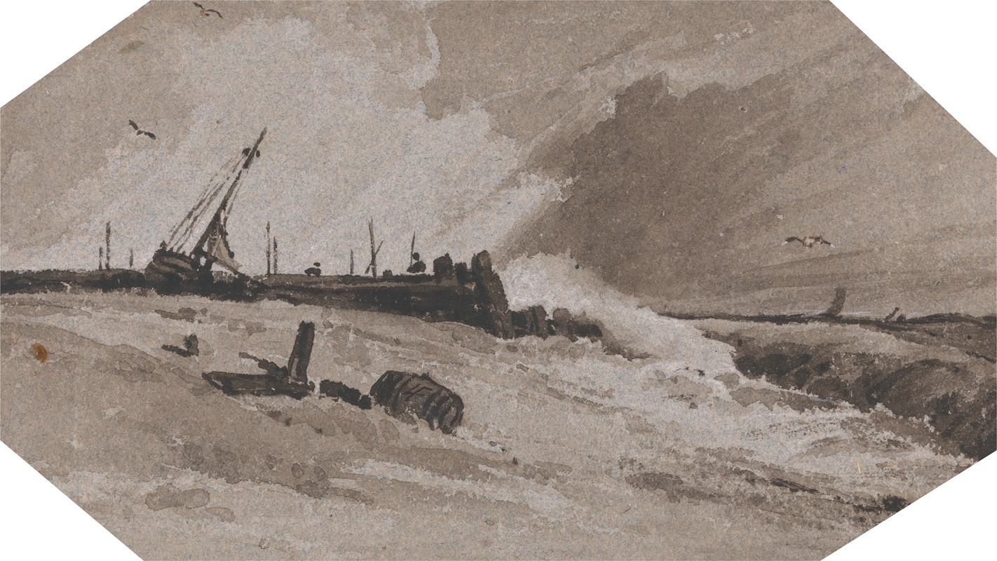 Jetty in a Storm by François Louis Thomas Francia — digital art print download