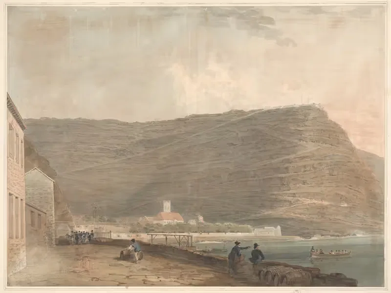 Coastal English Settlement Surrounded by Mountains — Samuel Davis