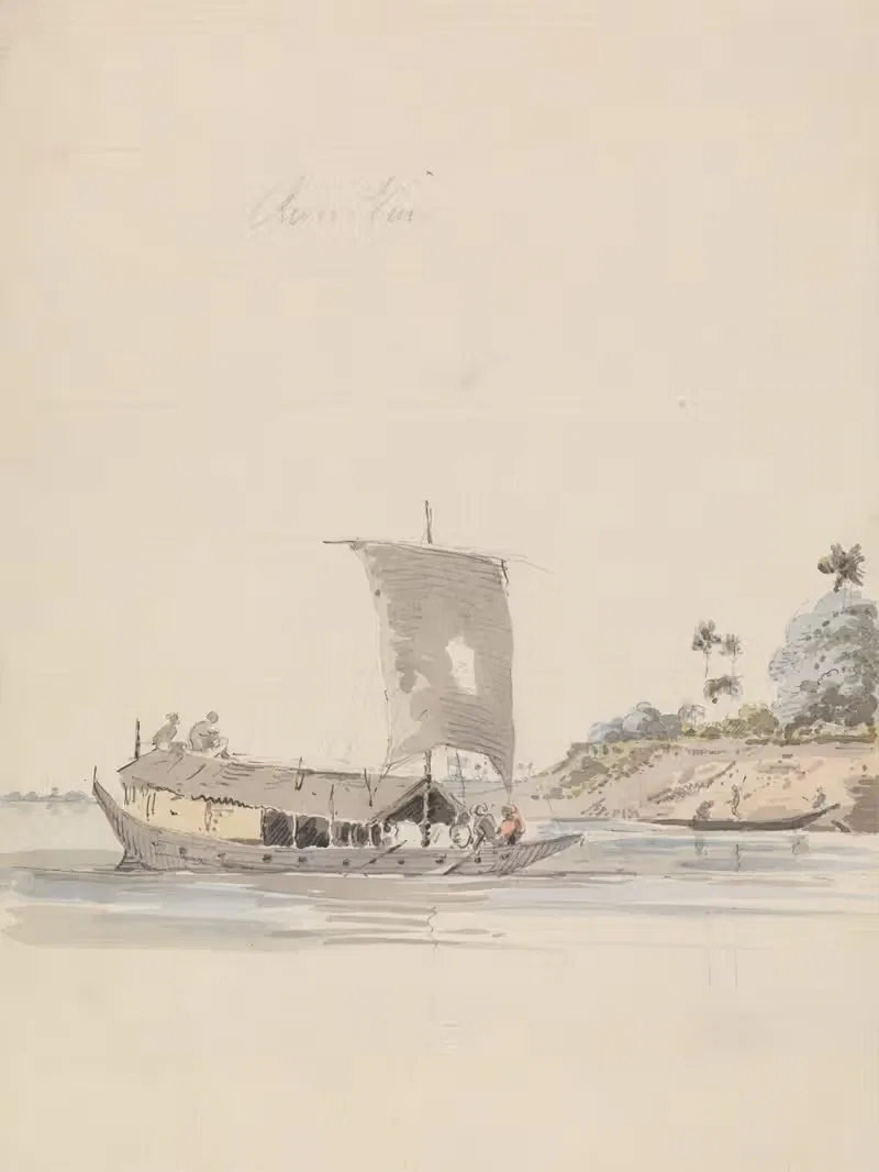 River View with a Junk (near Rajmahal) — Samuel Davis