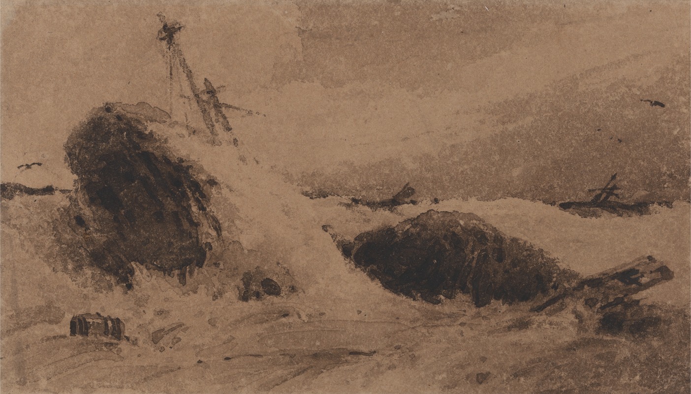 Wrecked Ship in a Stormy Sea — Франсуа Луи Томас Франсия