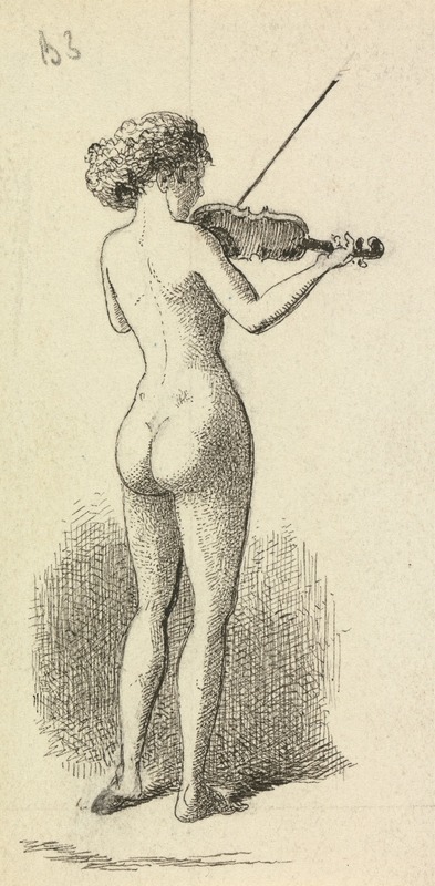 Nude Woman playing the Violin — George Augustus Sala
