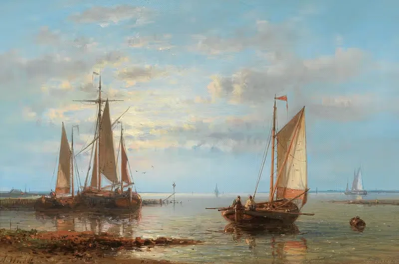 Парусные лодки на бурном море by Авраам Халк — digital art print download