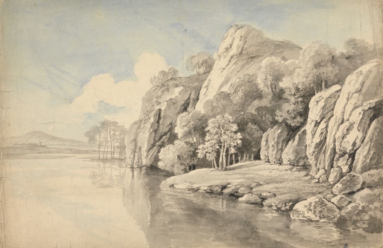 River Bank With High Rocks by Джордж Баррет — digital art print download
