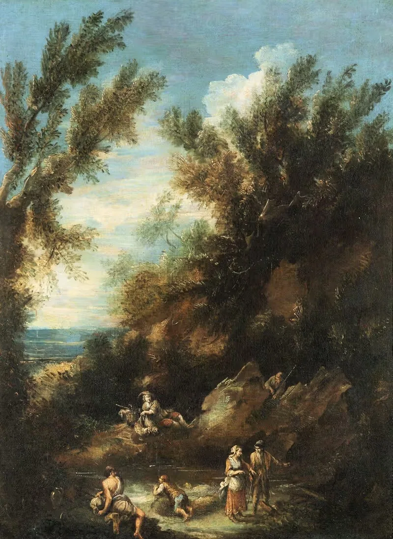 Paesaggio con figure by Antonio Francesco Peruzzini — digital art print download