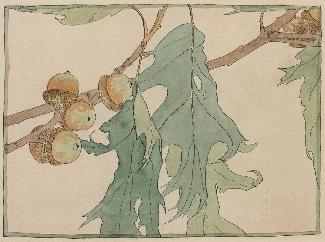 Oak and Acorns by Hannah Borger Overbeck — digital art print download