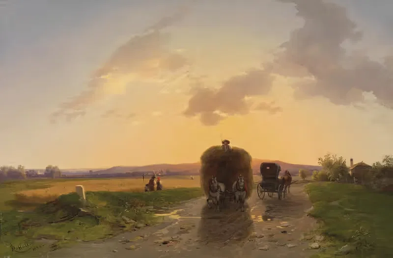 Возвращение с поля в вечернем свете by Игнац Раффальт, 1846 — digital art print download
