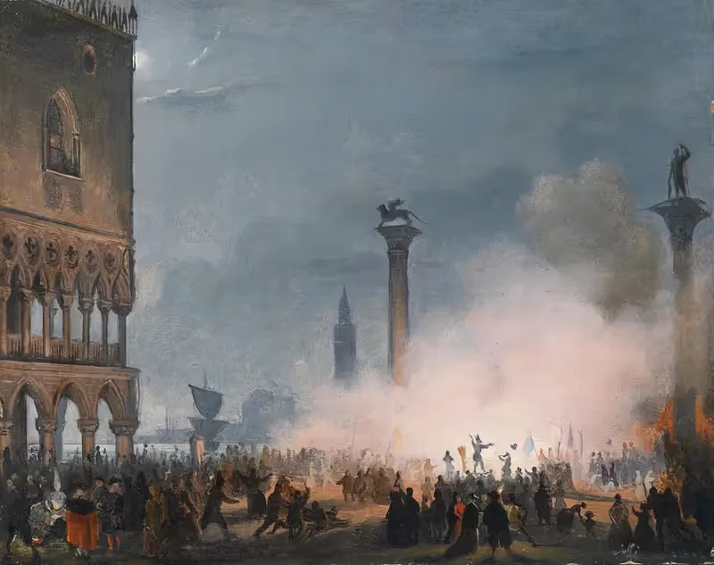 Venedi Piazzetta bei Nacht — Ippolito Caffi