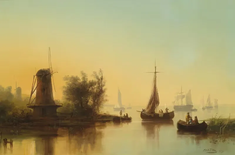 Устье Мааса by Йозеф Карл Бертольд Пюттнер, 1859 — digital art print download