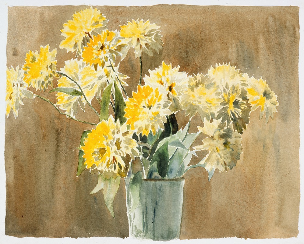 Vase with Yellow Flowers by Ханна Боргер Овербек — digital art print download