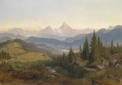 Пейзаж с Ватцманом by Иосиф Майбургер, 1860 — digital art print download
