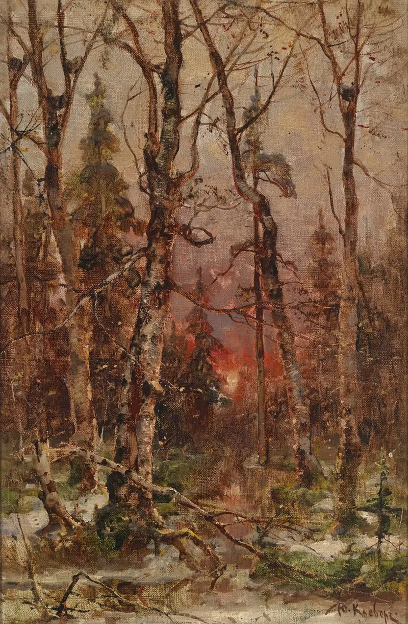 Winterlandschaft bei untergehender Sonne — Julius Sergius Klever